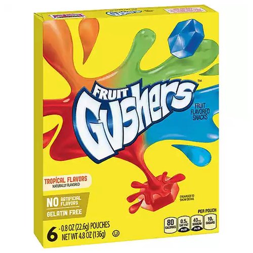 Fruit  Gushers Tropical Flavors Fruit Flavored Snacks (6-count)