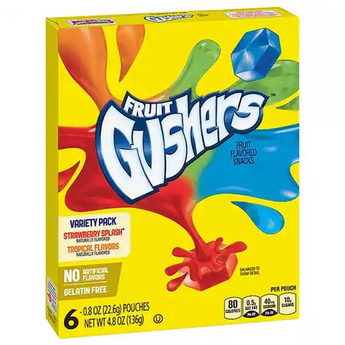 Fruit Gushers Strawberry Splash and Tropical Fruit Flavored Snacks Variety Pack (6-count)