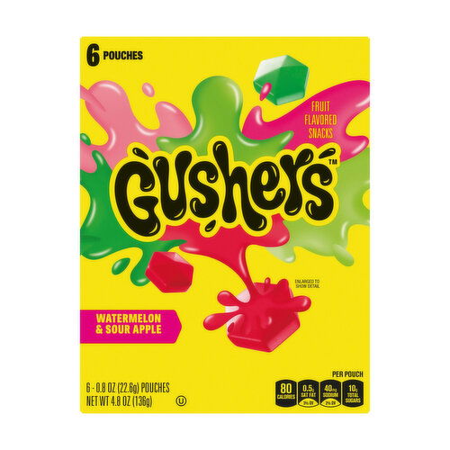 Gushers Watermelon & Sour Apple Fruit Flavored Snacks (6-pack)