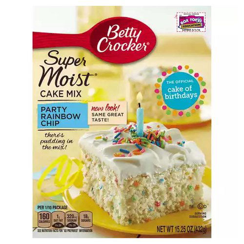 Betty Crocker Super Moist Cake Mix, Party Rainbow Chip