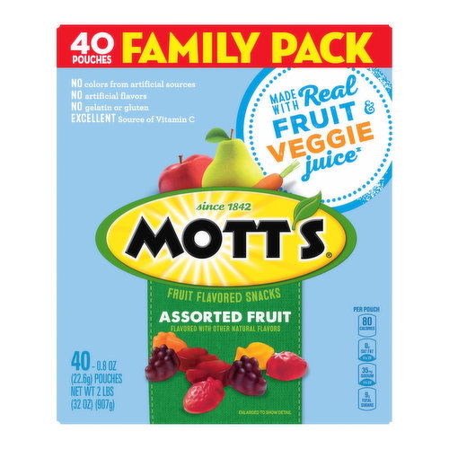 Mott's Assorted Fruit Flavored Snacks Family Size, 40 count