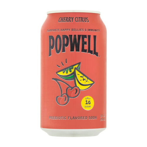 Popwell Cherry Citrus Prebiotic Flavored Soda