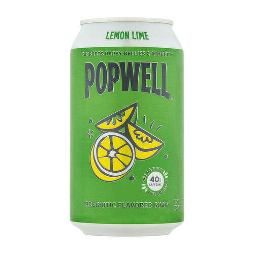 Popwell Lemon Lime Prebiotic Flavored Soda