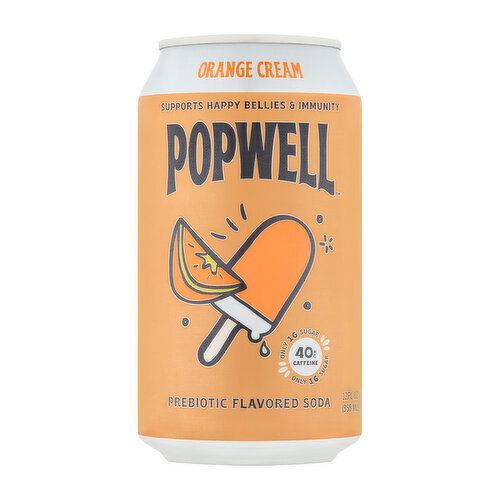Popwell Orange Cream Prebiotic Flavored Soda