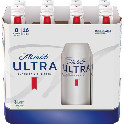 Michelob Ultra Light Beer, Aluminum Bottles (Pack of 8)