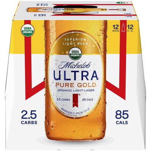 Michelob Organic Ultra Light Pure Gold Lager, Bottles (Pack of 12)