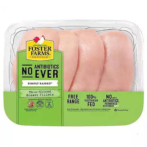 Foster Farms Antibiotic Free, Thinly Sliced Chicken Breasts