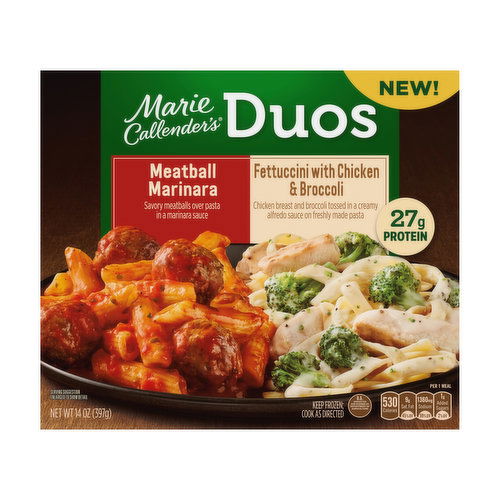 Marie Callender's Duos Meatball Marinara & Fettuccini with Chicken & Broccoli