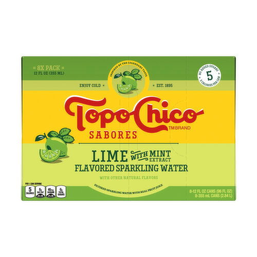 Topo Chico Sabores Lime with Mint Extract Flavored Sparkling Water (8-pack)