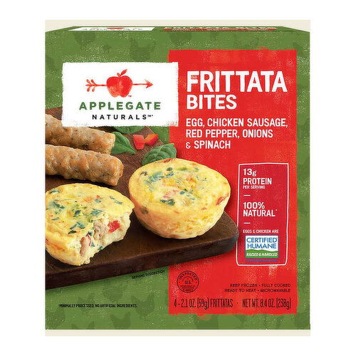 Applegate Egg, Chicken Sausage, Red Pepper, Onions and Spinach Frittata Bites