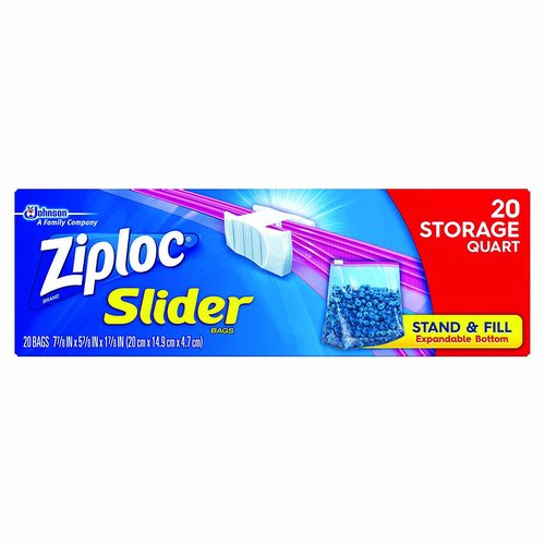 Ziplock Slider Storage Bags, Quart