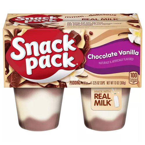 Snack Pack Pudding, Chocolate Vanilla (Pack of 4)