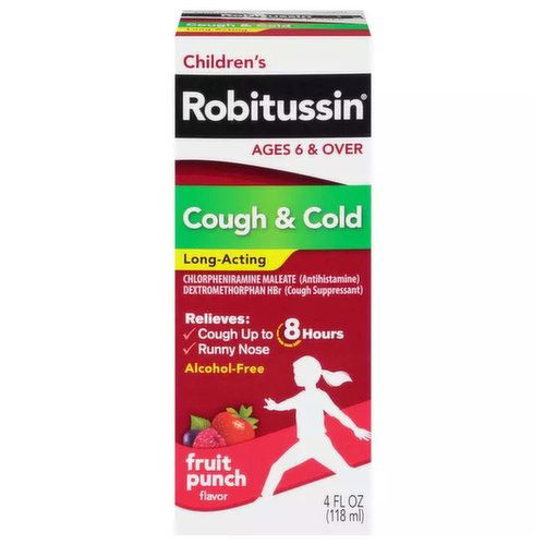 Robitussin Children'S Cough & Cold, Long-Acting, Fruit Punch Flavor