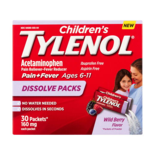 Tylenol Children's Acetaminophen Wild Berry Powder Dissolve Packs