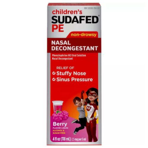 Sudafed Pe Children'S Nasal Decongestant Liquid, 2.5 Mg, Berry Flavor