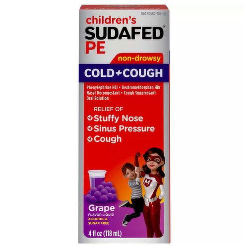 Sudafed Pe Children'S Cold & Cough Liquid, Grape Flavored