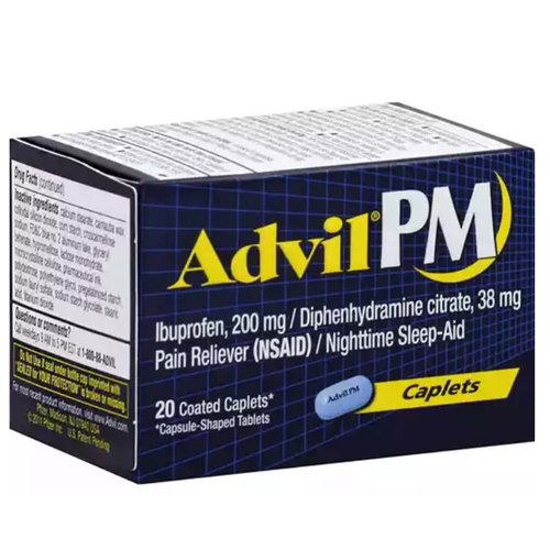 Advil Coated Caplets, Ibuprofen, Pm 200 Mg