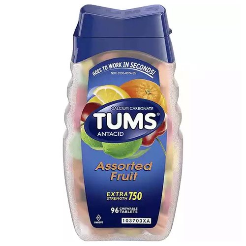 Tums Chewable Antacid Tablets, Assorted Fruit Flavors