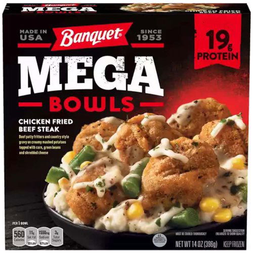 Banquet Mega Bowls Chicken Fried Beef Steak