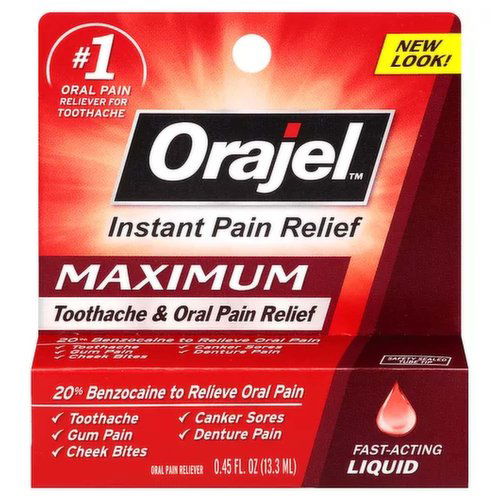 Orajel Pain Relief Liquid, Fast-Acting Severe Toothache & Gum Relief Plus
