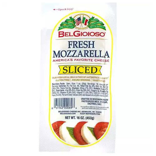 Bel Gioioso Sliced Cheese, Fresh Mozzarella