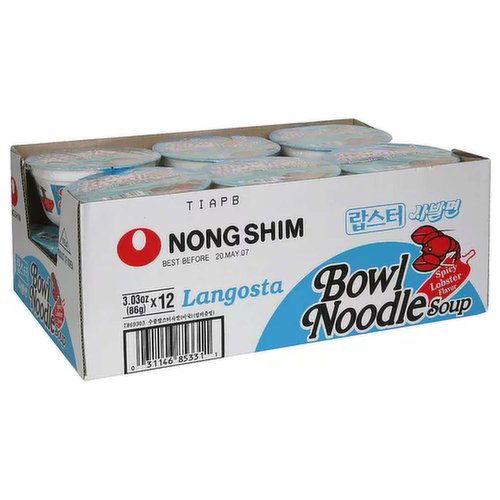 Nongshim Bowl Noodle Soup, Spicy Lobster Flavor (12 Count)