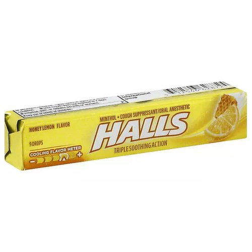 Halls Cough Drops, Honey-Lemon