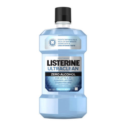 Listerine Ultraclean Zero Alcohol Tartar Control Mouthwash, Arctic Mint