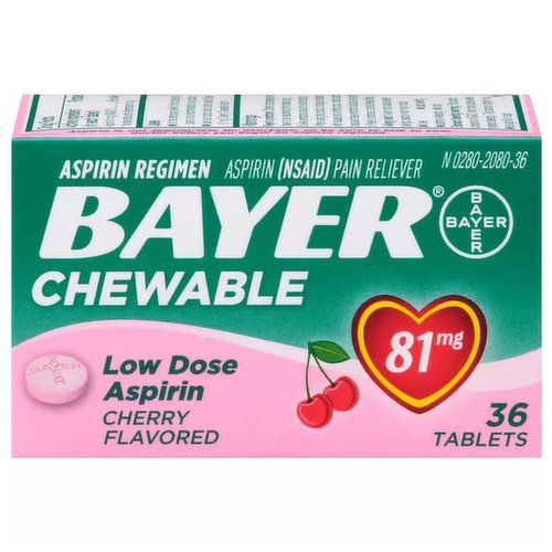 Bayer Aspirin Chewable Tablets, Cherry, 81mg