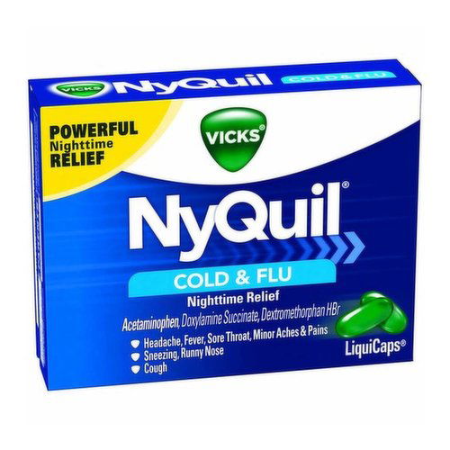 Vicks Nyquil Cold & Flu Liquid Caps, Nighttime Relief