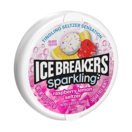 Ice Breaker Sparkling Raspberry Lemon Seltzer Sugar Free Mints Tin