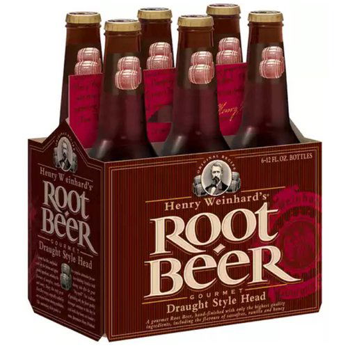 Henry Weinhard's Root Beer Soda, Draught Style Head, Bottle (Pack of 6)