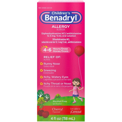 Children's Benadryl Antihistamine Allergy Liquid, Cherry