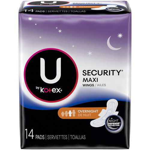 U by Kotex Clean & Secure Overnight Maxi Pads