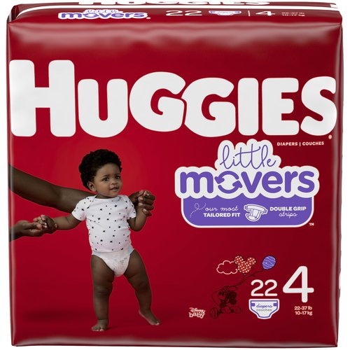 Huggies Little Movers Diapers, Jumbo, Size 4 (23-37 lbs.)