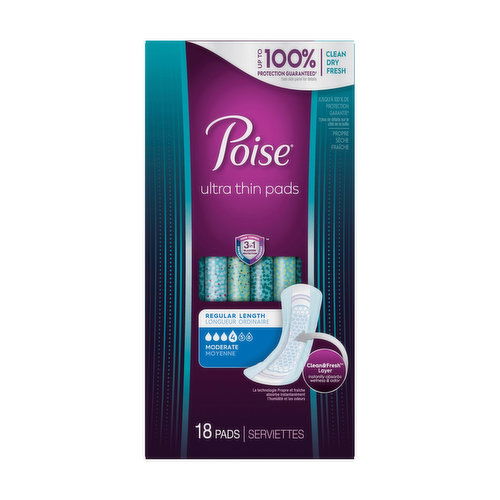 Poise Ultra Thin Incontinence Pads Moderate Absorbency