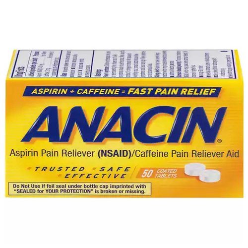 Anacin Pain Reliever Coated Tablets - 50 Count