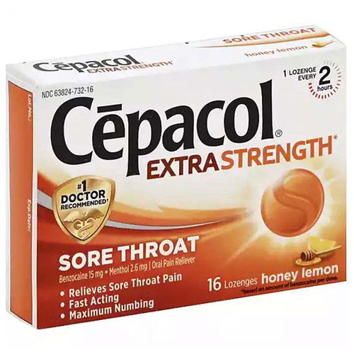 Cepacol Extra Strength Sore Throat Lozenges, Honey Lemon