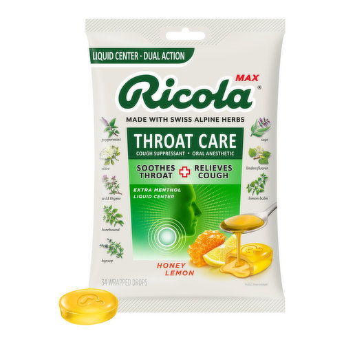 Ricola Max Throat Care Honey Lemon Drops