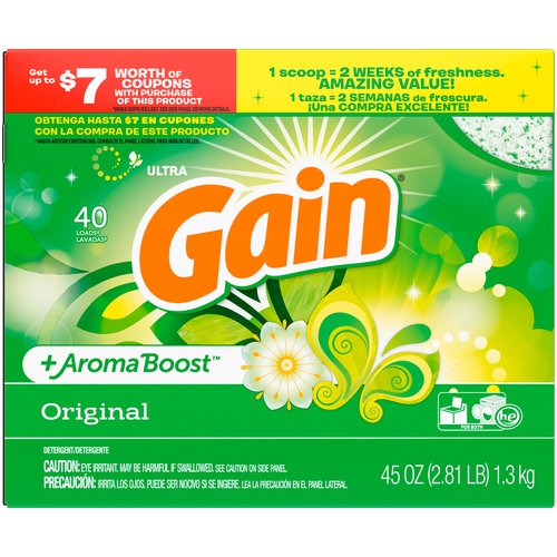 Gain Powder Laundry Detergent, Original, 40 loads