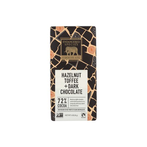 Endangered Species Chocolate Bar, Dark Chocolate with Hazelnut Toffee