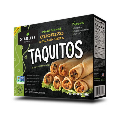 Starlite Cuisine Plant Based Chorizo and Black Bean Taquitos