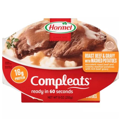 Hormel Compleats Roast Beef & Gravy with Mashed Potatoes, 9 Oz