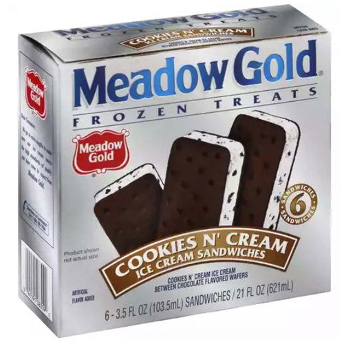 Meadow Gold Ice Cream Sandwiches, Cookies N' Cream