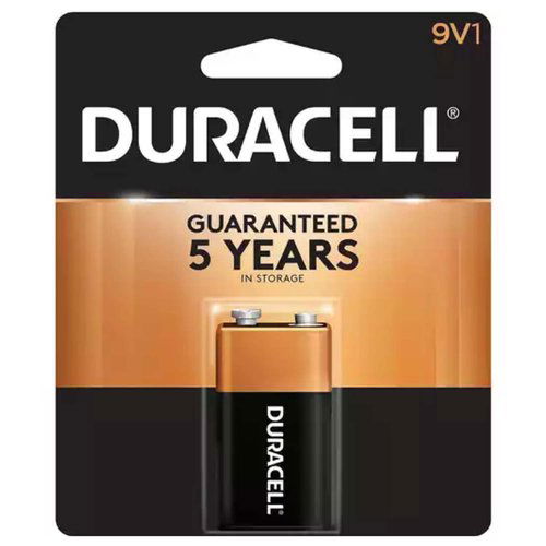 Duracell Coppertop Alkaline Battery, 9V