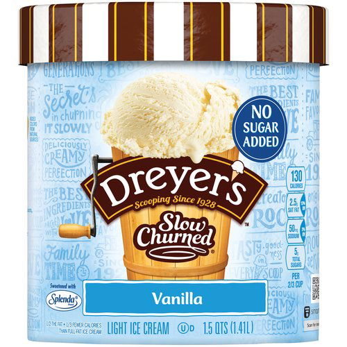 Dreyer's Light Slow Churned Ice Cream, No Sugar Added, Vanilla