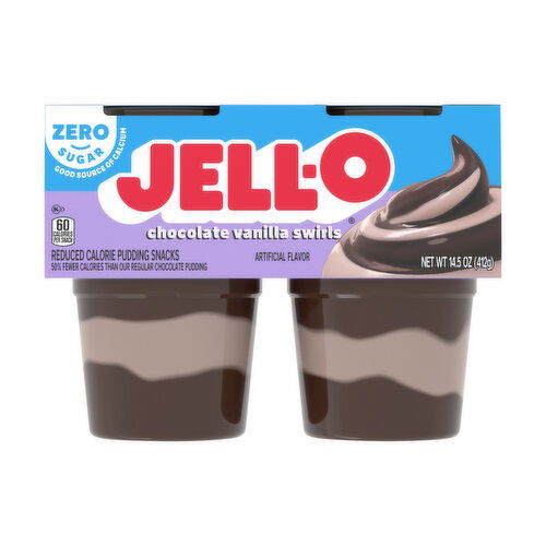 Jell-O Sugar Free Chocolate Vanilla Swirl Pudding (Pack of 4)