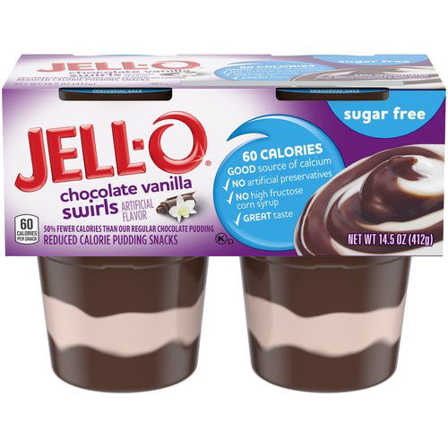 Jell-O Sugar Free Chocolate Vanilla Swirl Pudding (Pack of 4)