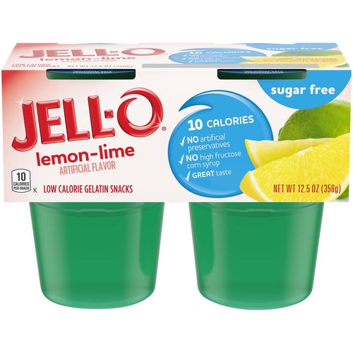 Jell-O Sugar Free Lemon-Lime Gelatin Snacks (Pack of 4)