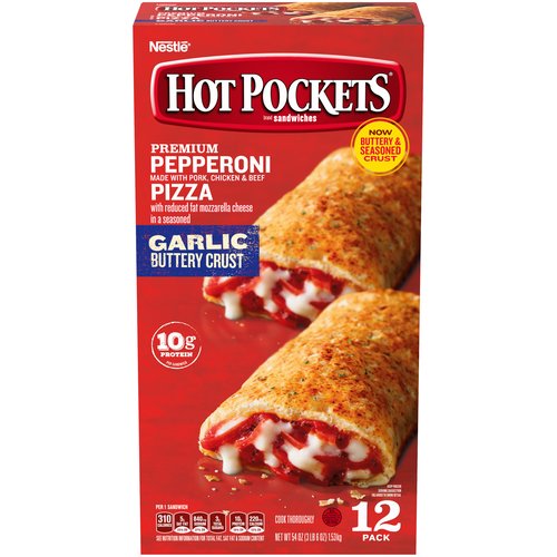 Hot Pockets Pepperoni Pizza Garlic Buttery Crust Sandwiches